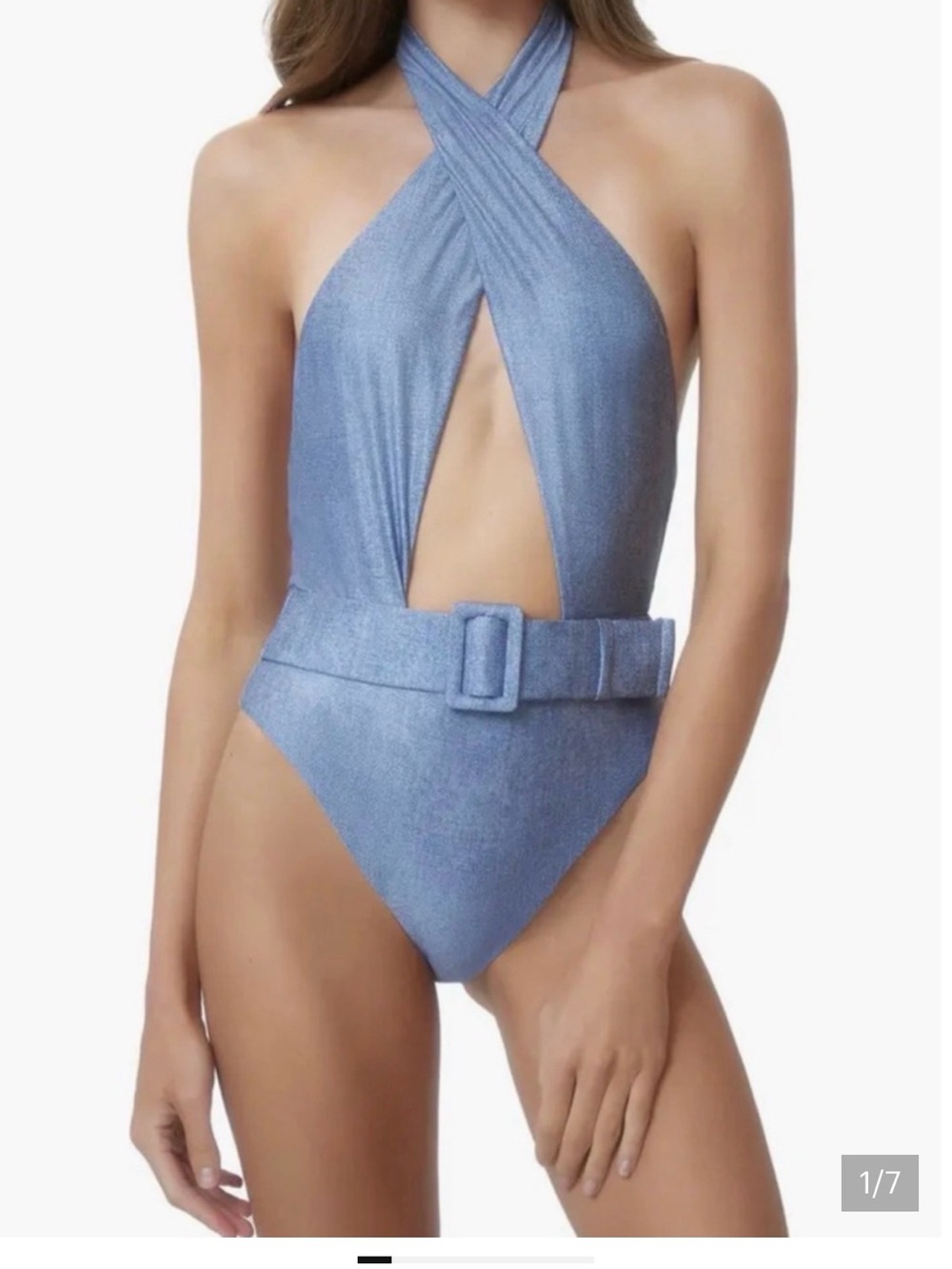 PQ swim Chic Blue Halter One-Piece Swimsuit with Belt